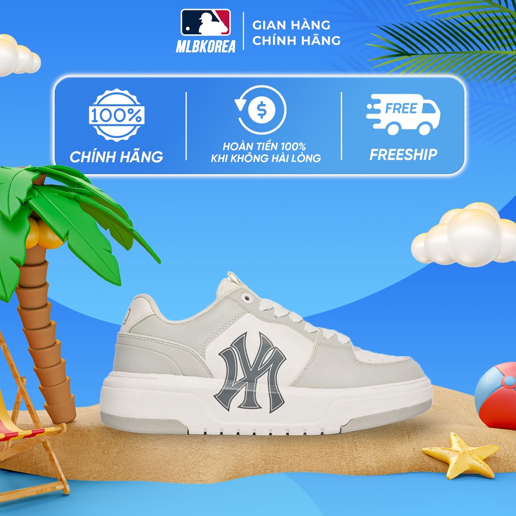 Giày MLB Chunky Liner NY Màu Xám Phản Quang Chính Hãng (CX)
