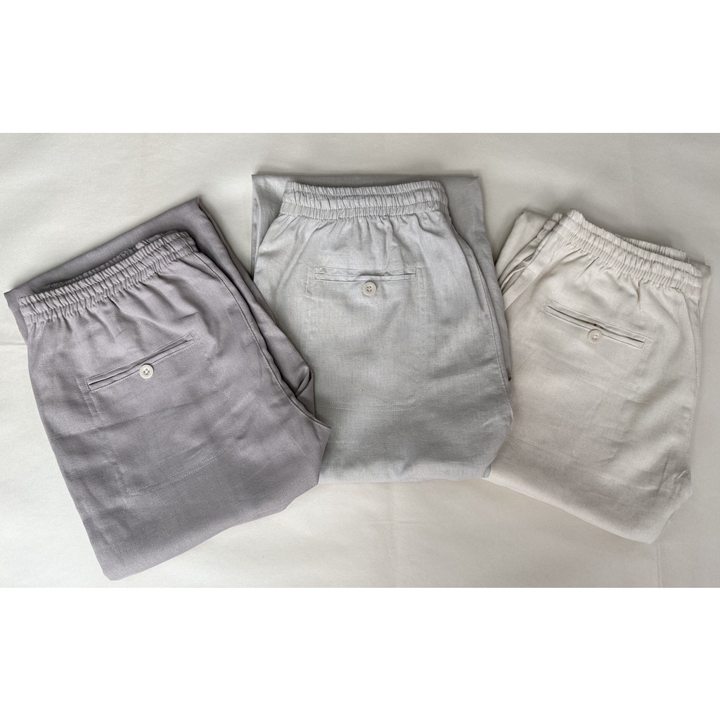 Quần Đùi Nam Đũi Ống Đứng  Lưng Thun Dây Rút  Chất Liệu Linen Mặc Thoáng Mát, Thoải Mái, Màu Trắng, Xám, Kem