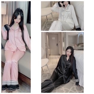 Đồ bộ mặc nhà tiểu thư chất liệu lụa gấm xước