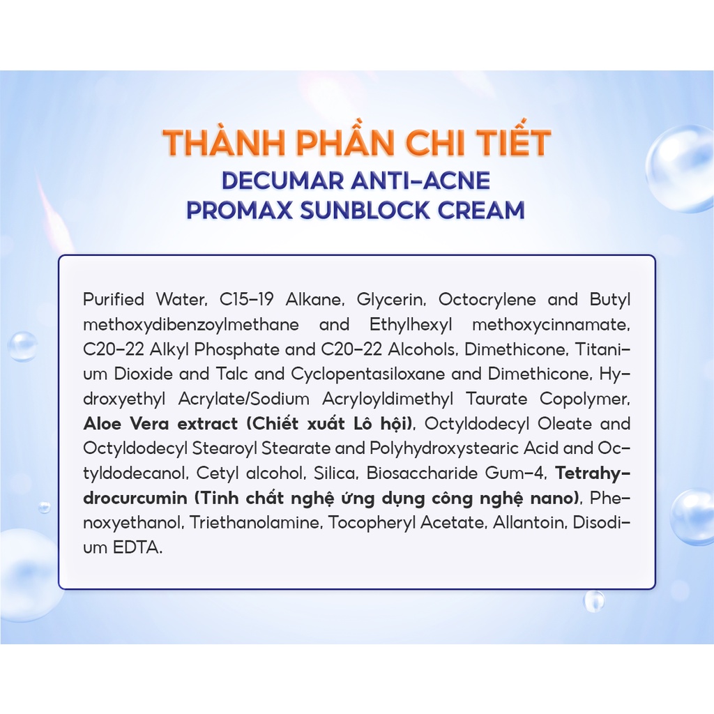 Kem Chống Nắng Dưỡng Ẩm Ngừa Nám Decumar Anti-Acne ProMax Sunblock Cream 5g + 50g