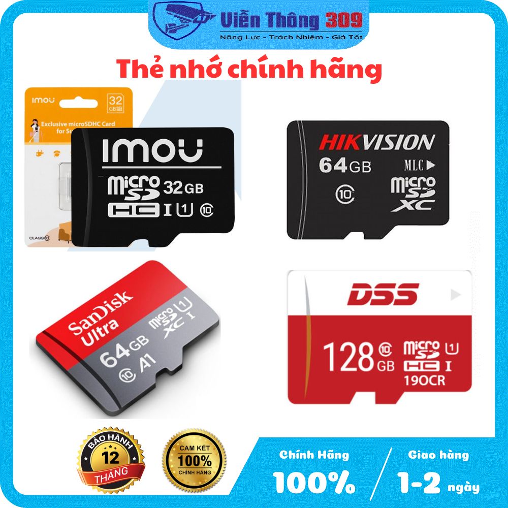 Thẻ nhớ Sandisk, Hikvision, DSS, Ezivz,Teamgroup 64gb, thẻ nhớ camera chính hãng - 309cctv