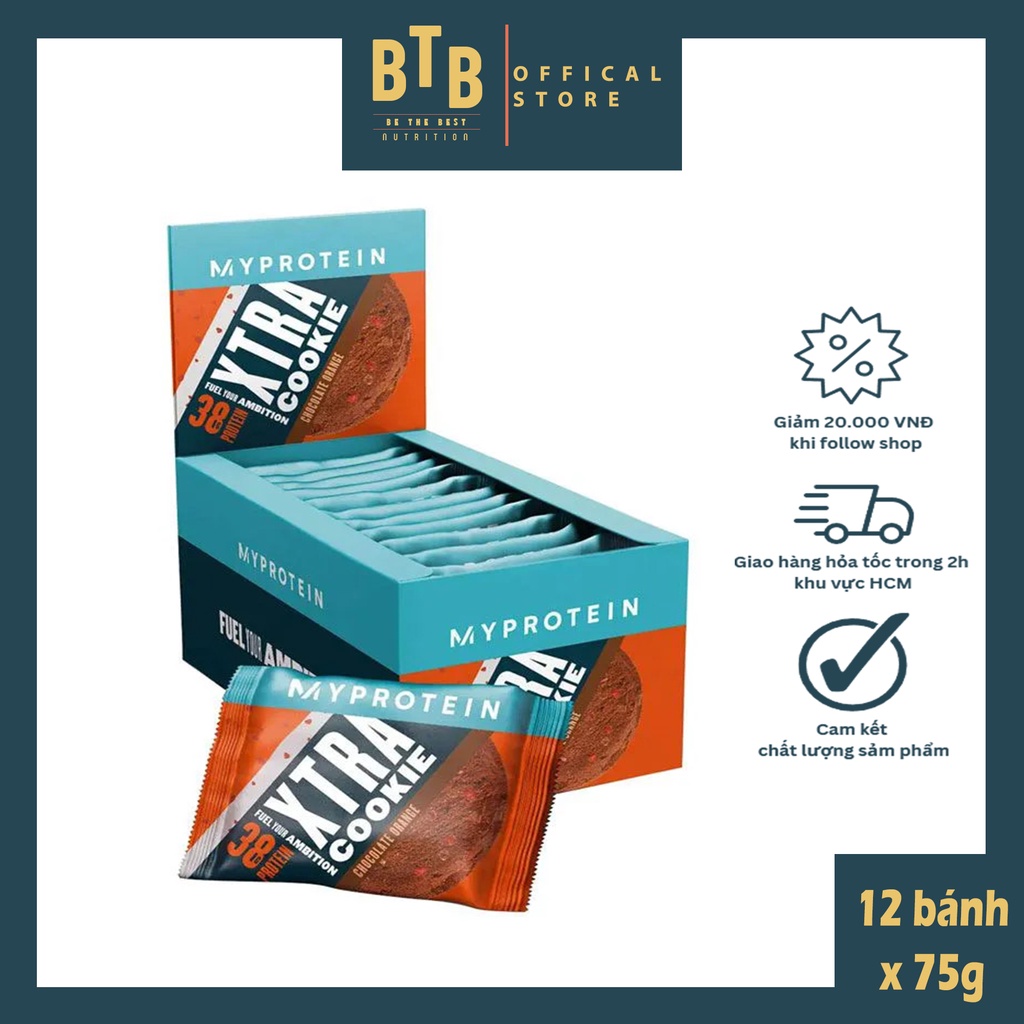 Thanh bánh protein bar năng lượng hộp 12 cái  XTRA COOKIE hàm lương protein cao từ thương hiệu MYPROTEIN