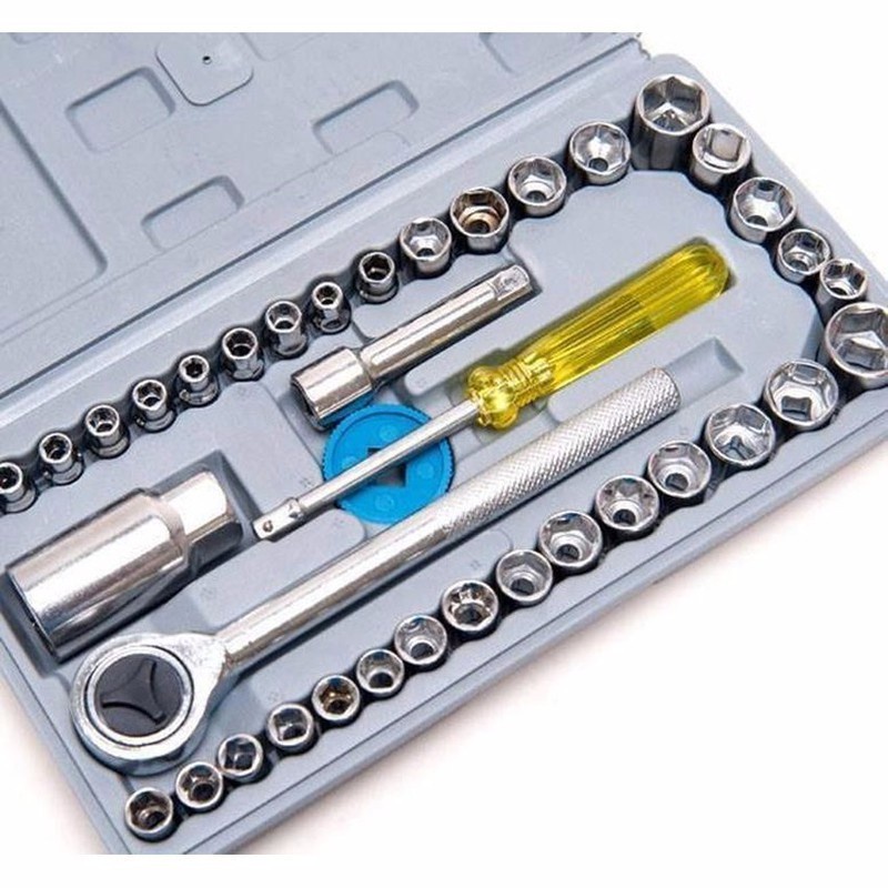 Bộ khẩu thông minh mở siết ốc và bugi 40 chi tiết (Thép không gỉ)