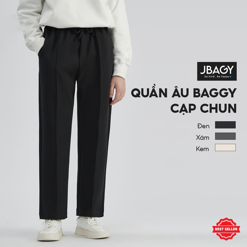 Quần âu nam cạp chun ống rộng JBAGY, Quần baggy nam cạp chun dáng suông - JA0102