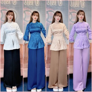 Sd236 - set đồ lam đi chùa, bộ bà ba đi lễ chùa đầu năm, set lam cổ tròn tay xòe đẹp dễ thương