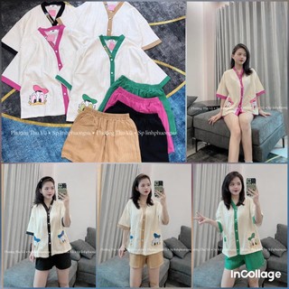 Bộ Pyjama cộc tay hình vịt chất đũi gân siêu nhẹ mát