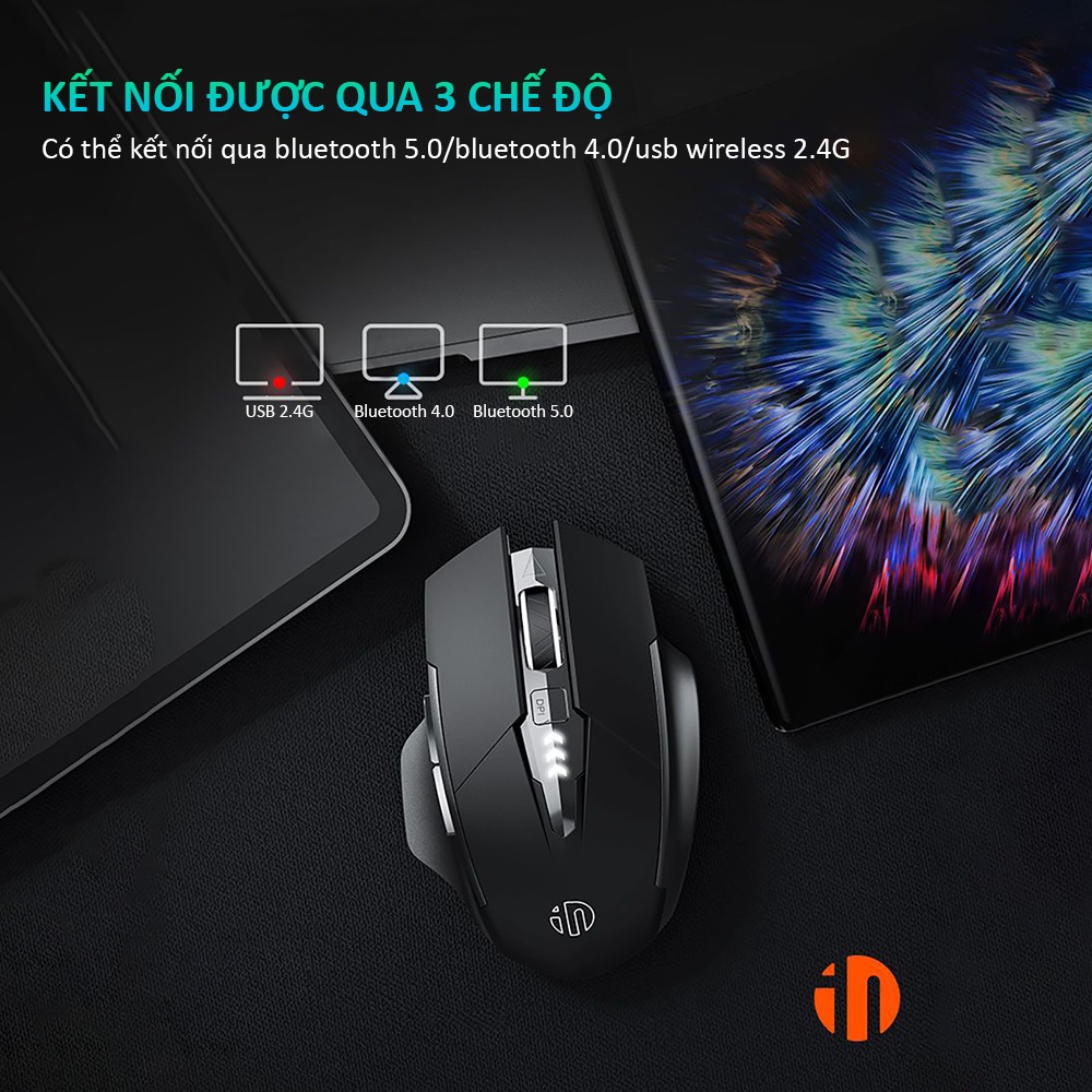 Chuột không dây bluetooth SIDOTECH M6PRO gaming tắt âm silent chống ồn công thái học laptop máy tính làm việc chơi game