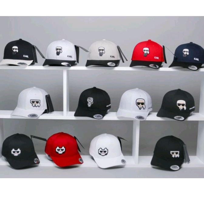 Nón lưỡi trai KARL LAGERFIELD chất vải cotton Hàn Quốc cao cấp, logo cao su nổi 3D, màu đen, trắng