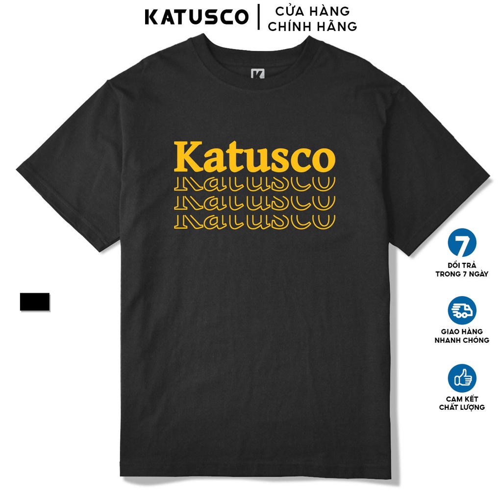 Áo Thun Nam Cổ Tròn KATUSCO Typographic Gold A2287, Cotton 100% 2 Chiều, Phom Rộng Từ 50-80Kg