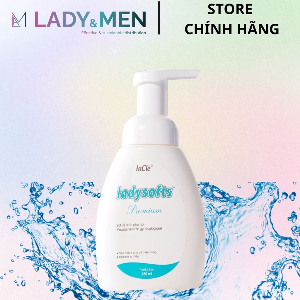 Bọt rửa phụ khoa phụ nữ Ladysofts Premium Laclé 100ml hỗ trợ dưỡng ẩm, làm sạch, cân bằng pH - Lady & Men Viet Nam