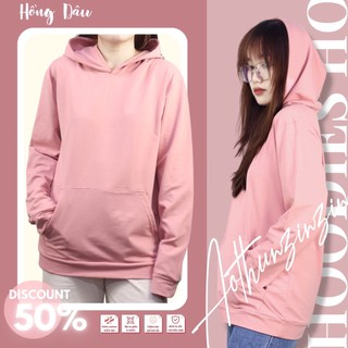 Áo hoodie unisex màu hồng 100% cotton cao cấp, co giãn 4 chiều, mềm mịn, thoáng mát