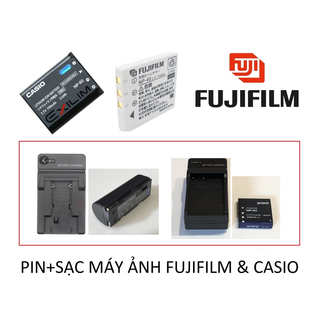 Pin, Sạc Máy ảnh Fujifilm, Casio ... dùng cho các dòng máy ảnh kỹ thuật số Fujifilm, Casio Exlim ...