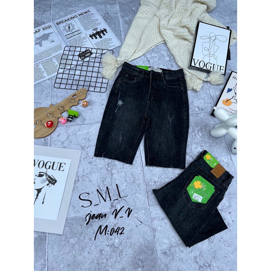 Quần Jeans Ngố Lưng Cao