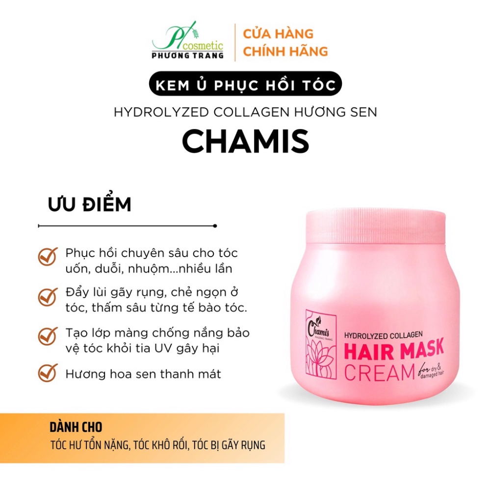 Kem Ủ Phục Hồi Tóc CHAMIS Collagen - Giúp Tóc Siêu Bóng Mượt Hương Nước Hoa Lưu Hương 24 Giờ