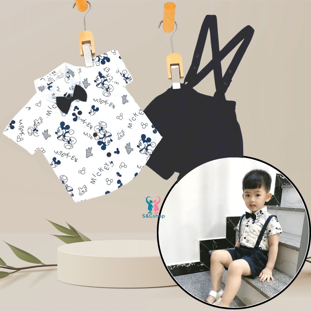 Set bộ yếm, bộ com lê công tử kèm nơ và dây đeo 100% cotton cute cho bé trai từ 6kg đến 12kg hàng Việt Nam chất lượngcao