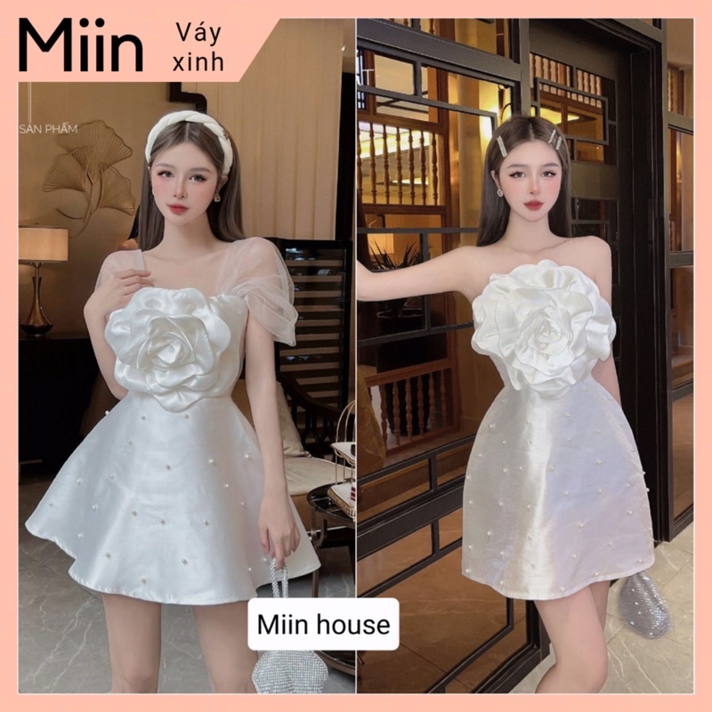 Váy tapta cuộn hoa ngực đính ngọc