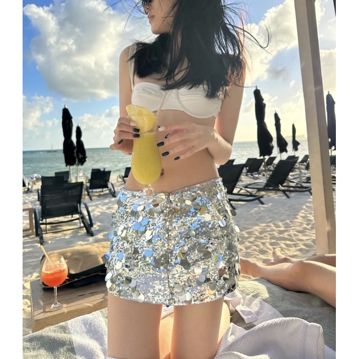 Chân váy đính sequin kim sa lấp lánh + áo thun năng động phong cách chic ulzzang SAM SAM BOUTIQUE