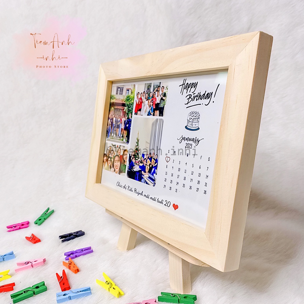 KHUNG ẢNH CHÂN GIÁ GỖ KÈM IN ẢNH THEO YÊU CẦU, QUÀ TẶNG TRANG TRÍ ĐỂ BÀN
