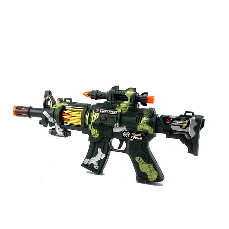 Đồ chơi súng trẻ em chạy pin có đèn nhạc chất liệu an toàn cho bé