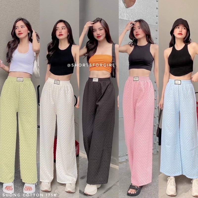 QUẦN SUÔNG Ô VUÔNG CHUẨN TAG G U C C I Ở CẠP.