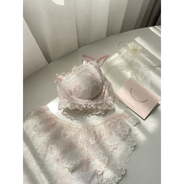 ROSIE | haruharu.label | Áo bralette ren trắng hồng, áo lót, lingerie, áo có gọng | BigBuy360 - bigbuy360.vn