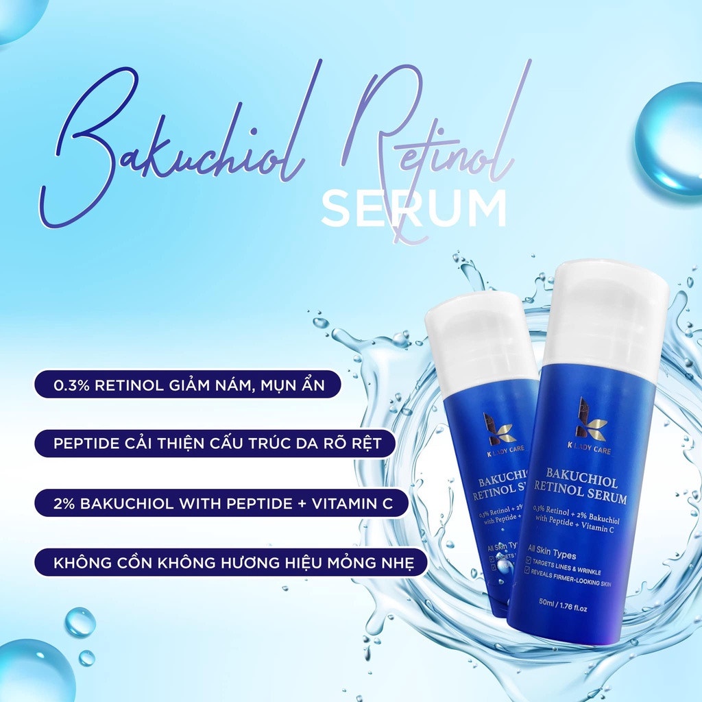 Serum retinol Bakuchiol 2% 50ml dưỡng trắng, chống lão hóa0