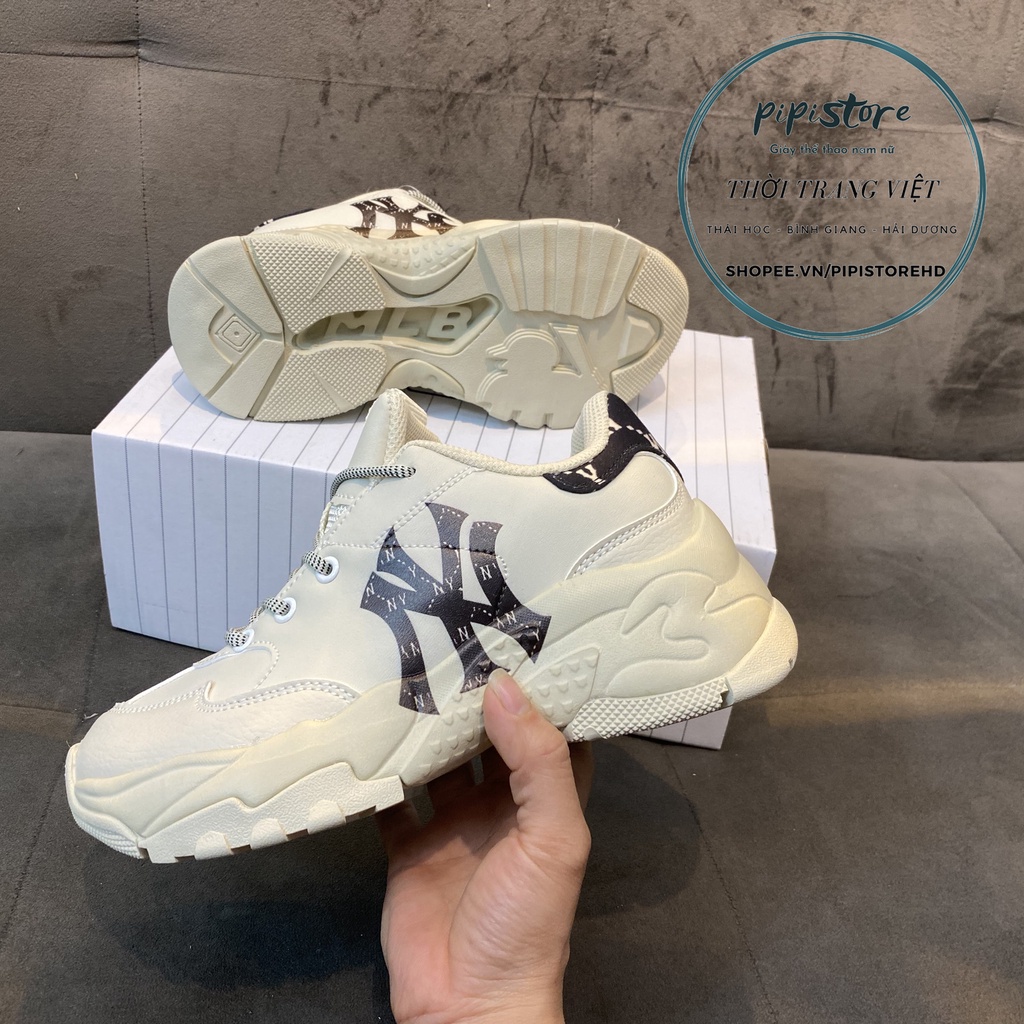 Giày MLB Ny chữ đen gót đen, Giày mlb ny gót gấm in 3D đế tách size 36-43