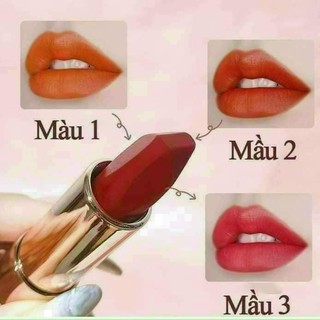 Son 6 Màu Kim Cương Đen Ansel Tempation Three Color Lipstick