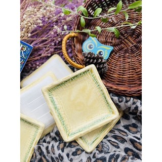 dĩa mộc vuông gốm nhật