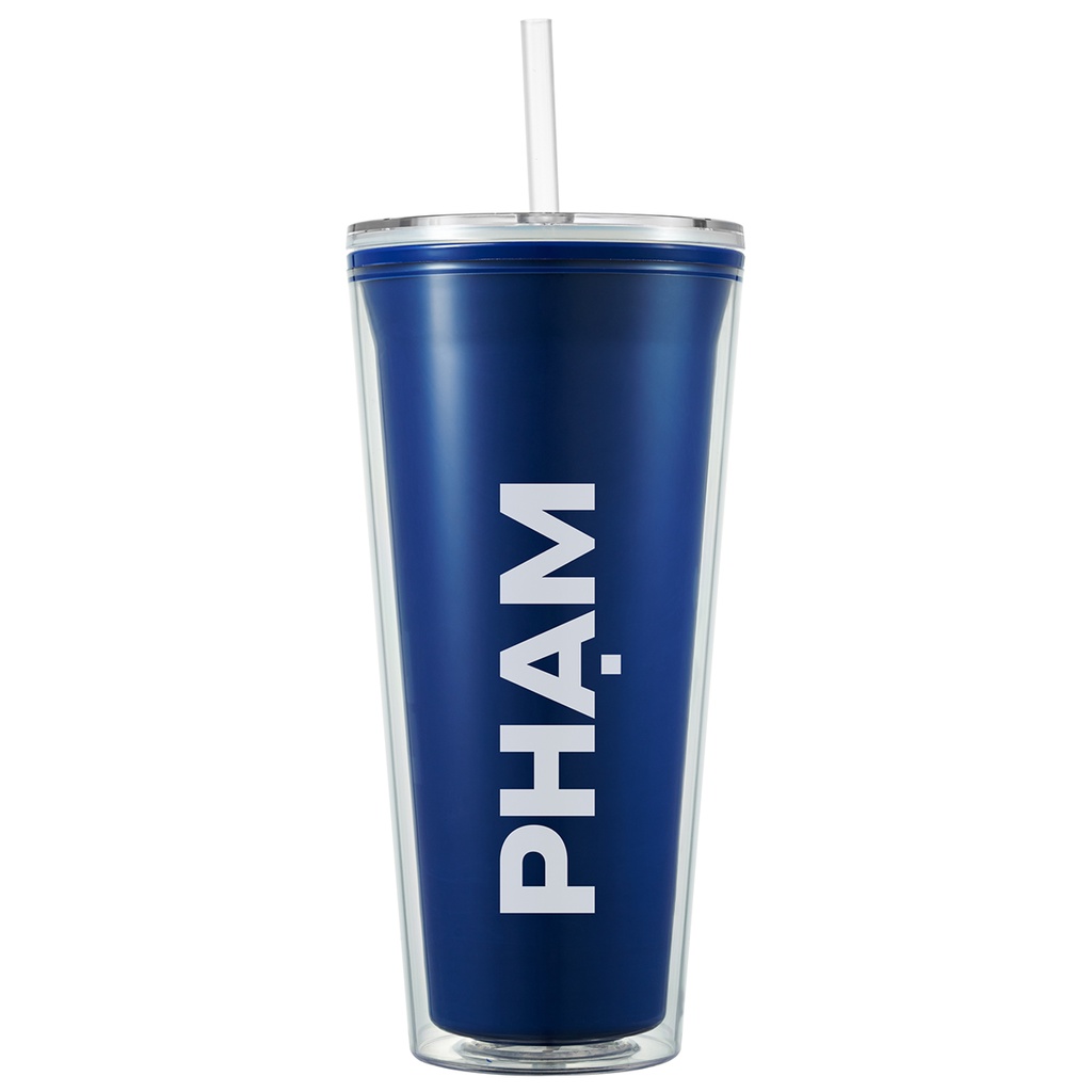 Ly nhựa du lịch FAMI HỌ PHẠM nhiều phiên bản màu 2 lớp tiện lợi 591ml nhỏ gọn có nắp đậy và ống hút bảo vệ môi trường