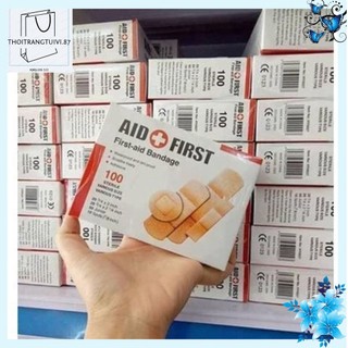 Hộp 100 băng gạc y tế tiệt trùng aid first mọi kích cỡ