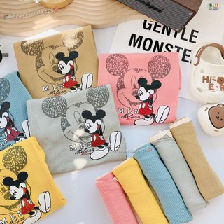 Bộ cộc tay cho bé, bộ tăm lạnh vải đẹp họa tiết chuột micky cho bé trai bé gái từ 8 - 18kg