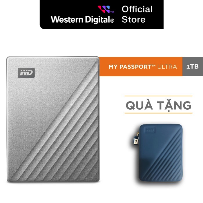 Ổ cứng di động Western Digital WD My Passport Ultra Silver 2.5" USB type C 1TB - WDBC3C0010BSL
