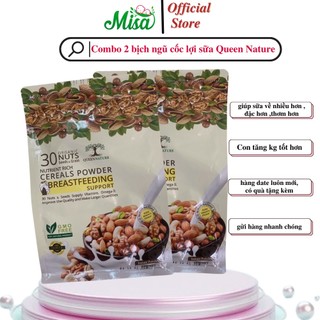 Combo 2 Bịch Ngũ Cốc Lợi Sữa Queen Nature 800gr, Thơm Ngon, Giàu Dinh Dưỡng ,Dễ Uống