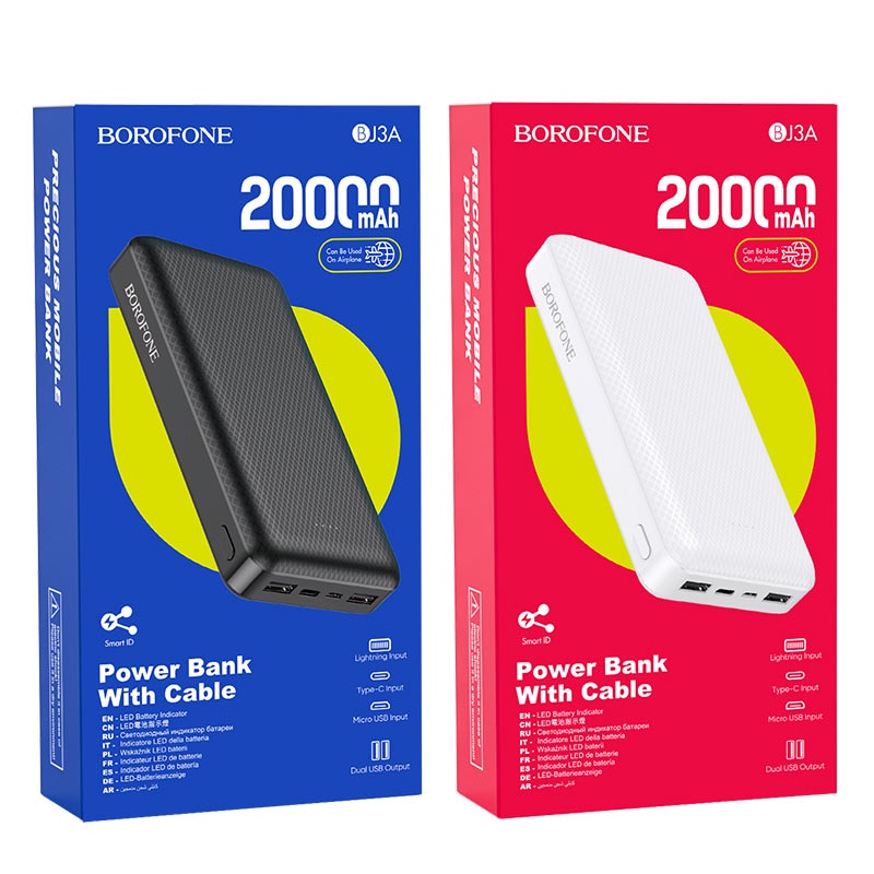 Pin sạc dự phòng 20000mAh BOROFONE BJ3A gồm 2 cổng ra - Chính hãng