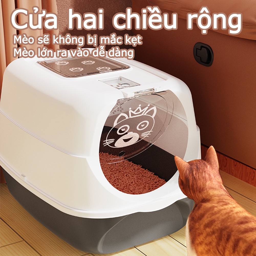 57x38x41cm Khay vệ sinh cho mèo Khay cát mèo màu xám Tặng xẻng khay cát mèo size lớn khay cát mèo nhỏ khay cát mèo lớn