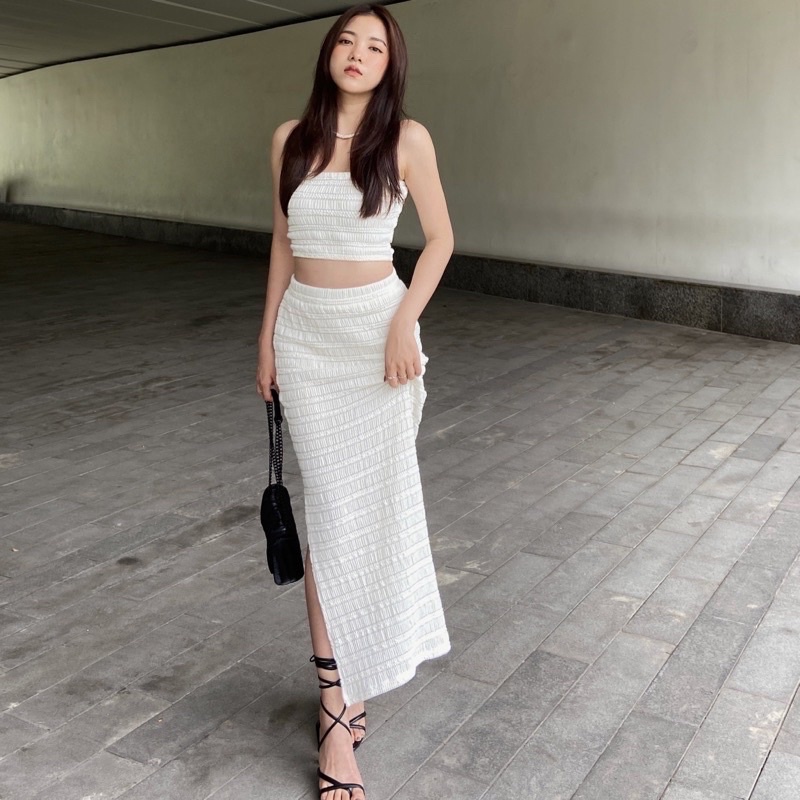 set áo váy trắng