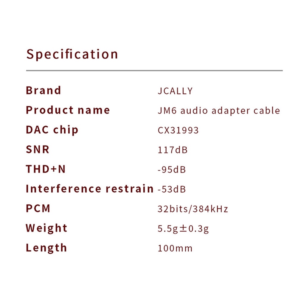 [NC] JCALLY JM6 Bộ giải mã với Chip Dac CX31993 | Cáp chuyển đổi âm thanh | Dongle Dac Amp | Hỗ trợ đàm thoại