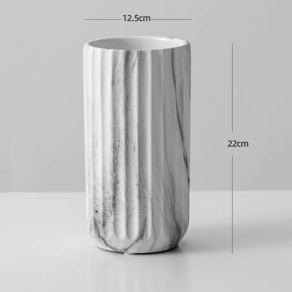 Lọ hoa decor Qhouse trang trí , bình cắm hoa bằng gốm kẻ sọc vân đá cẩm thạch