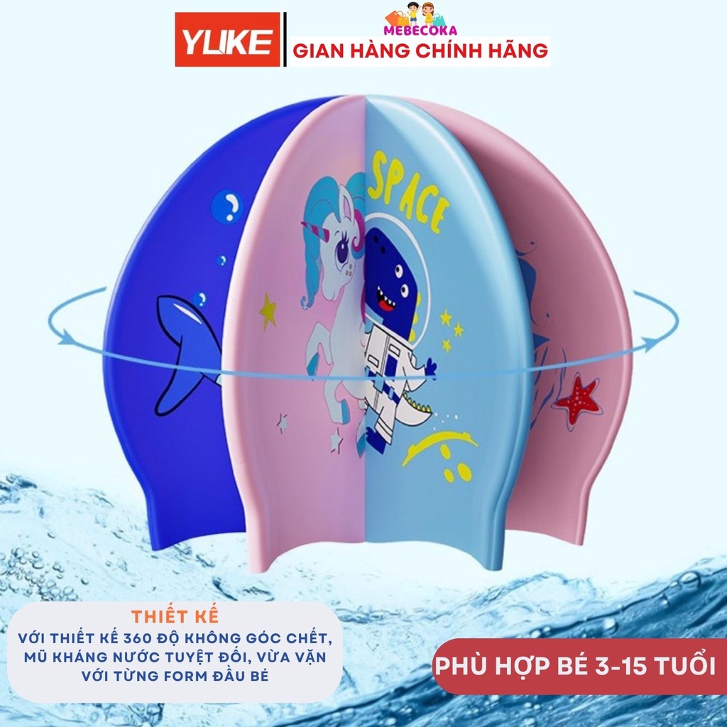 Mũ bơi, nón bơi cho bé từ 3 tuổi tới 15 tuổi, Chất liệu Silicone cao cấp CHỐNG NƯỚC 100%