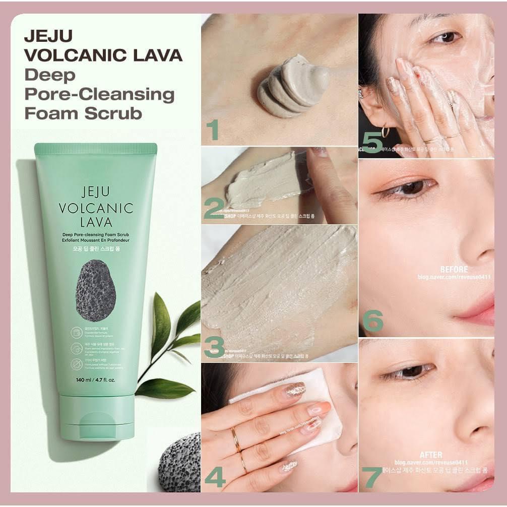 Sữa rửa mặt tro núi lửa The Face Shop Jeju Volcanic Lava Deep Pore Scrub Cleansing Foam