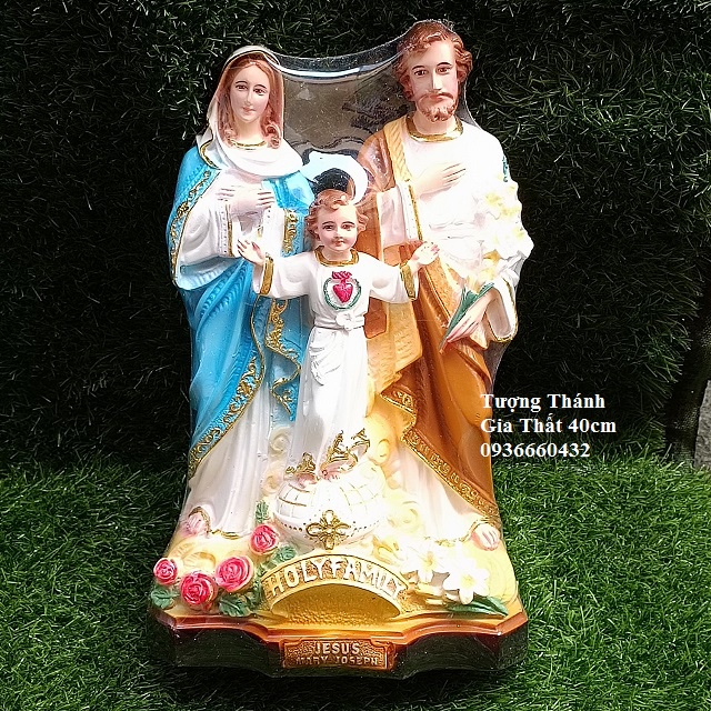 TƯỢNG THÁNH GIA THẤT, GIA ĐÌNH THÁNH 40CM TRẮNG, XANH TƯỢNG CÔNG GIÁO COMPOSITE