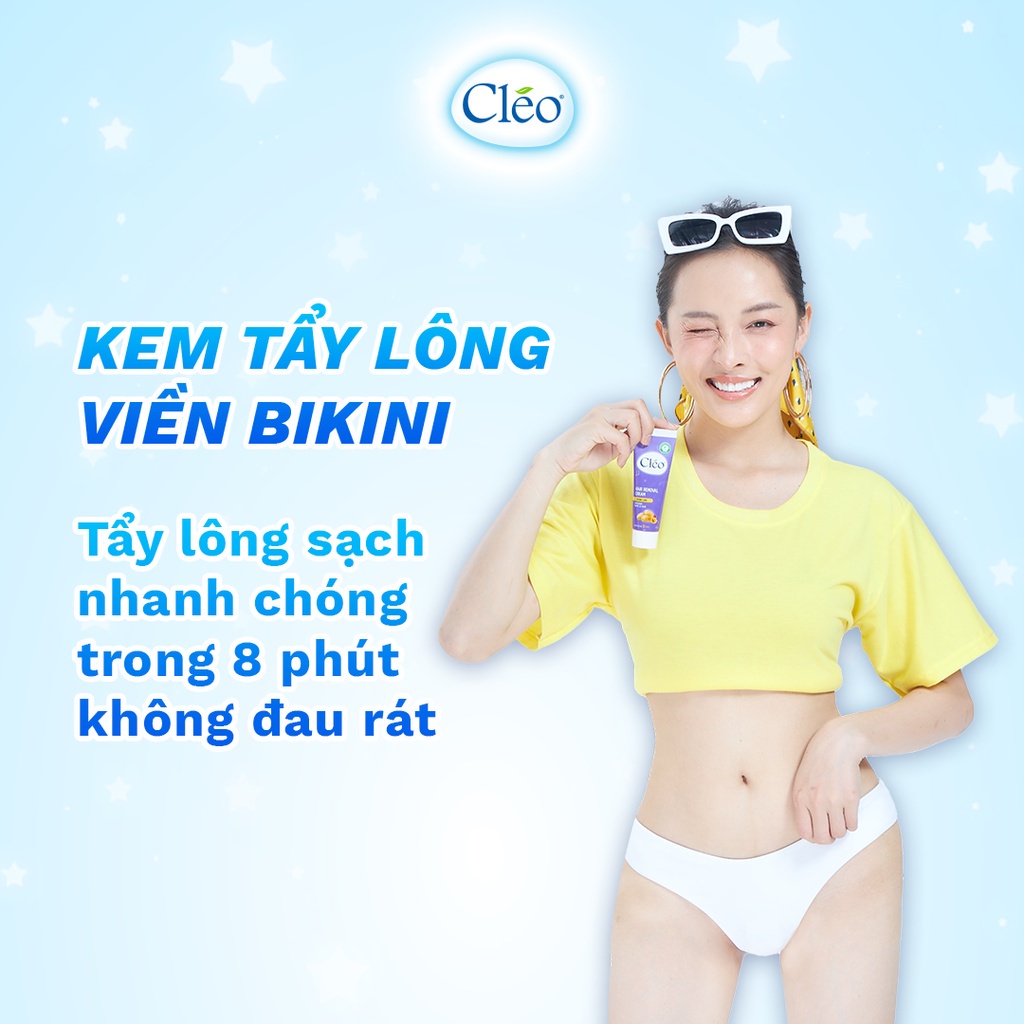 Bộ kem tẩy lông cho da nhạy cảm Cléo gồm kem tẩy lông vùng kín 50g và kem tẩy lông nách 50g, an toàn, da láng mịn