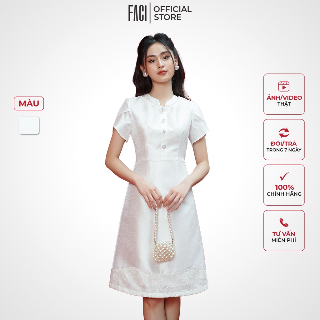 Đầm Nữ FACI Lisa Dáng A Thiết Kế Cổ Tàu Tay Cánh Hồng Chất Liệu Tafta Lên Form Mặc Đi Chơi, Đi Tiệc - FA246
