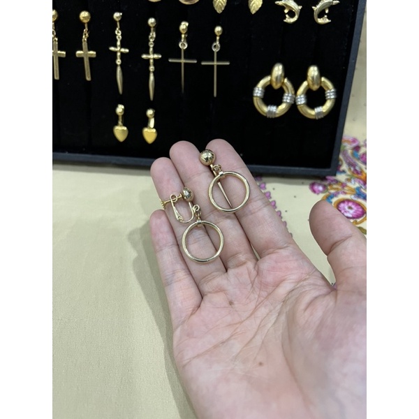 Bông tai kẹp Vintage - Si Nhật , hoa tai gài không cần bấm lỗ tai
