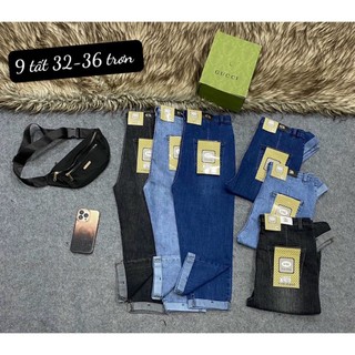 Quần Bò Nữ Mẫu 9 Tấc Lỡ Co Giãn Hàng Xịn Lưng Cao Xăn Lai