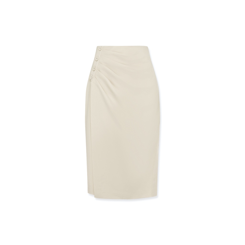 Chân Váy Thời Trang Ôm Xếp Ly Vạt Lệch Cúc Bọc By LEMIA Design - 22Z093