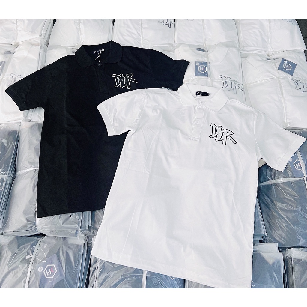 Áo thun nam nữ cổ trụ tay ngắn in ngực chữ DIO, chất cotton thoáng mát, áo hot trend