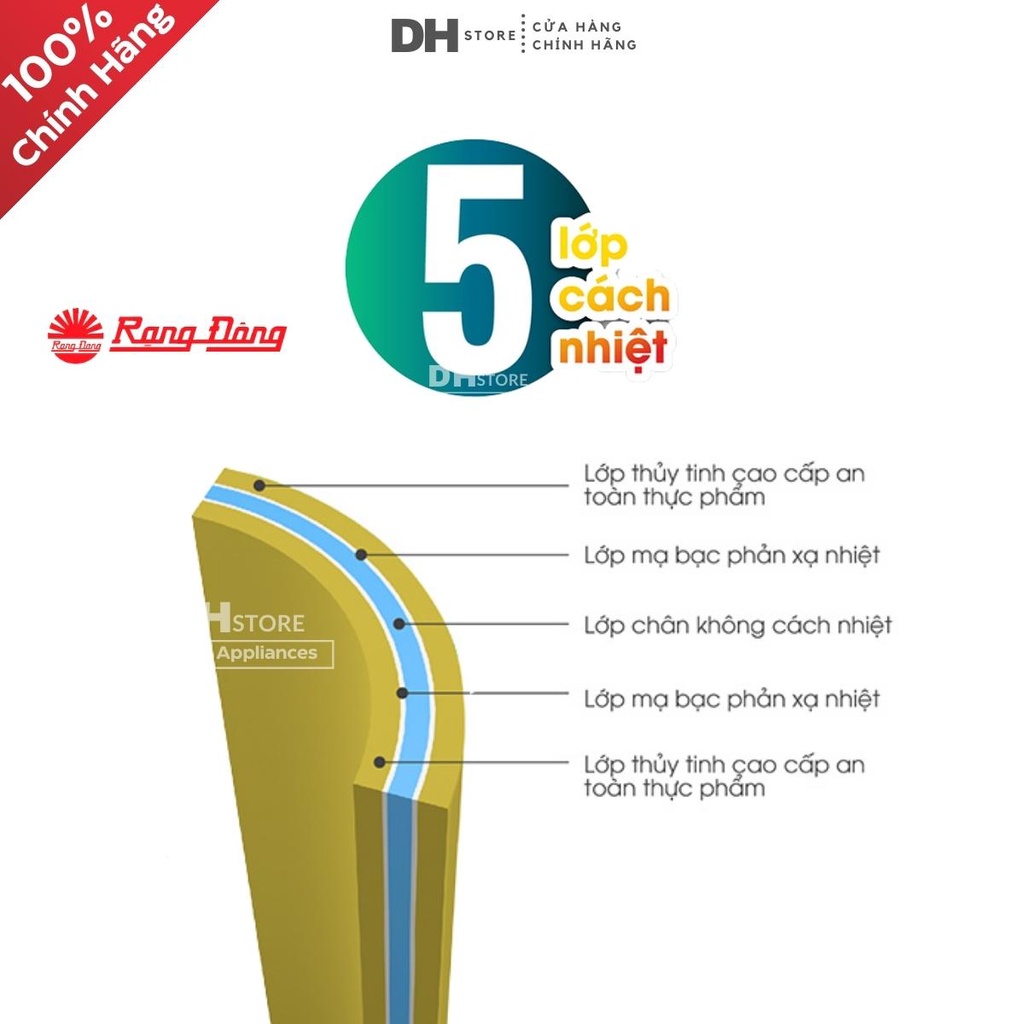 Phích nước giữ nhiệt Rạng Đông 1 Lít INOX RD-1040 ST2.E - Hàng chính hãng