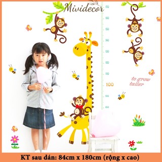 Đo chiều cao thước đo chiều cao dán tường hươu cao cổ MIVIDECOR tranh dán phòng ngủ cho bé
